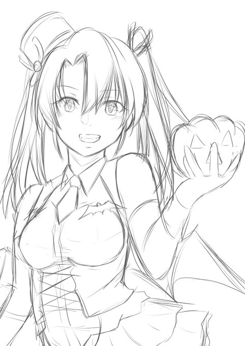 ハロウィン瑞鶴さん。線画なんてなかった。
 #皆さん線画と塗った後を見せてください 
