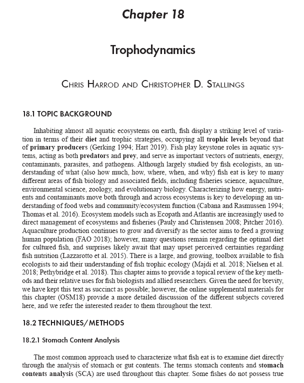 chris_harrod's tweet image. and There is also an upcoming book chapter from  @FishEcologyLab and myself which goes into the details of isotopes (+ SCA, FAA, diet DNA etc) including issues of sample size/stats etc. Soon to be published by the @AmFisheriesSoc