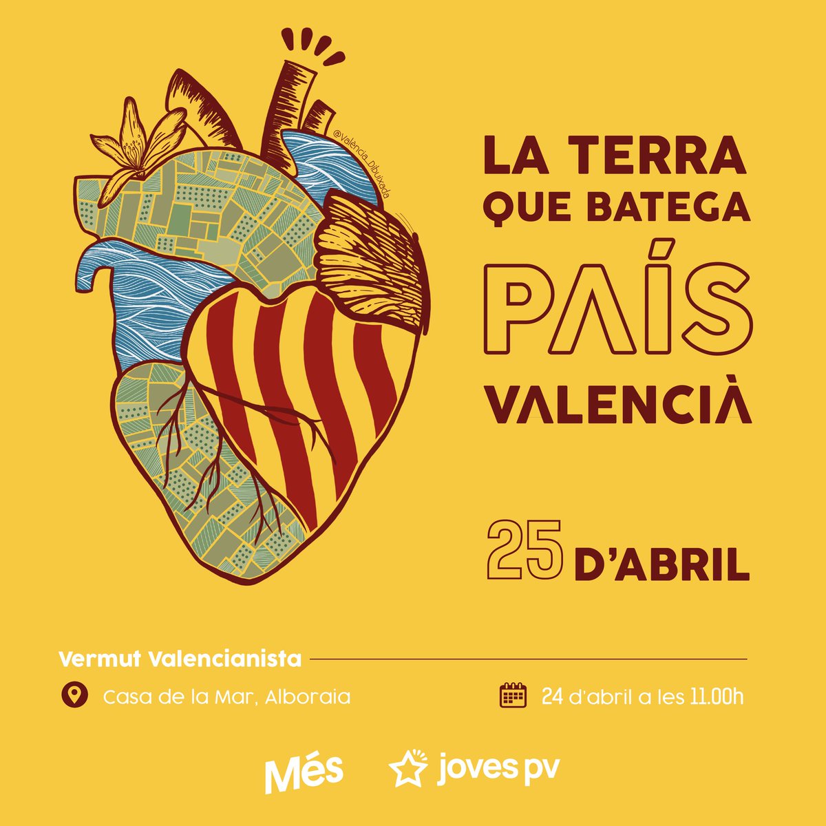 Esteu preparades per al ✨Vermut Valencianista✨ ?

El pròxim diumenge 24 celebrem que som una terra que batega, una terra ben viva✊🏽🧡

Per això vos esperem a totes a La Casa de la Mar (Alboraia) a les 11🕐📍

Si voleu saber-ne més, estigueu atentes a les pròximes publicacions👀