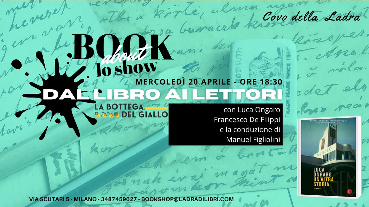 Dal libro ai lettori Domani alle 18.30 Con @SEMLibri , Francesco De Filippi e #lucaongaro ... e sarà un'altra storia!!! Vi aspettiamo su @LaLadra_blog