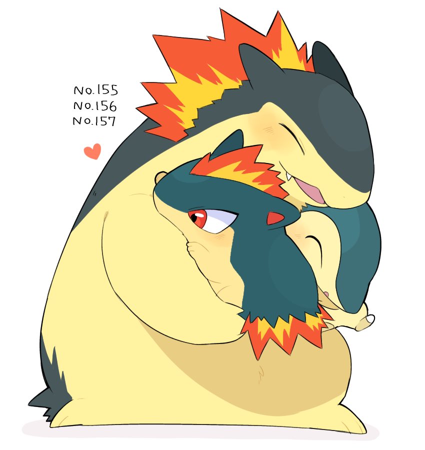 cyndaquil pokemon (creature) no humans closed eyes heart white background open mouth smile  illustration images