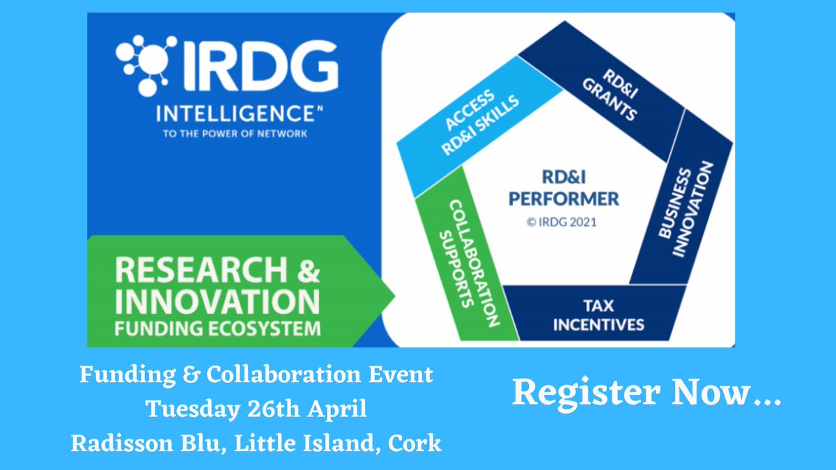 irdggroup's tweet photo. Our next #Funding &amp; #collaboration Event will take place on Tuesday 26th April in Cork. This event will save you time, energy, and effort on your Innovation Funding Strategy by bringing all the key players together in one room. Register now
 https://t.co/XKbeK7Zvnd https://t.co/su5Z7LTq7W