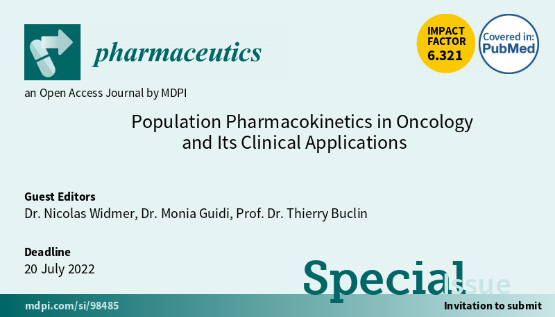 nwidmer's tweet photo. The deadline for our special issue in Pharmaceutics MDPI has been extended: https://t.co/knMCgPC2Qm
#pharmacokinetics #pharmacodynamics #popPK #tdm #drugmonitoring #oncology #anticancer https://t.co/oYaUn8RpKR