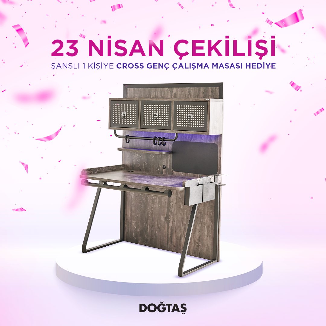 Sayfayı takip edip gönderiyi beğendiğinizde, iki arkadaşınızı ekleyip retweet ederseniz; Cross Genç Çalışma Masasının kazananı olabilirsiniz.

Son gün 30 Nisan!

(Çekiliş Twiter, Facebook ve Instagram’da yapılacak olup, çekilişin 1 kazananı olacaktır.)

#doğtaş #fırsat #çekiliş