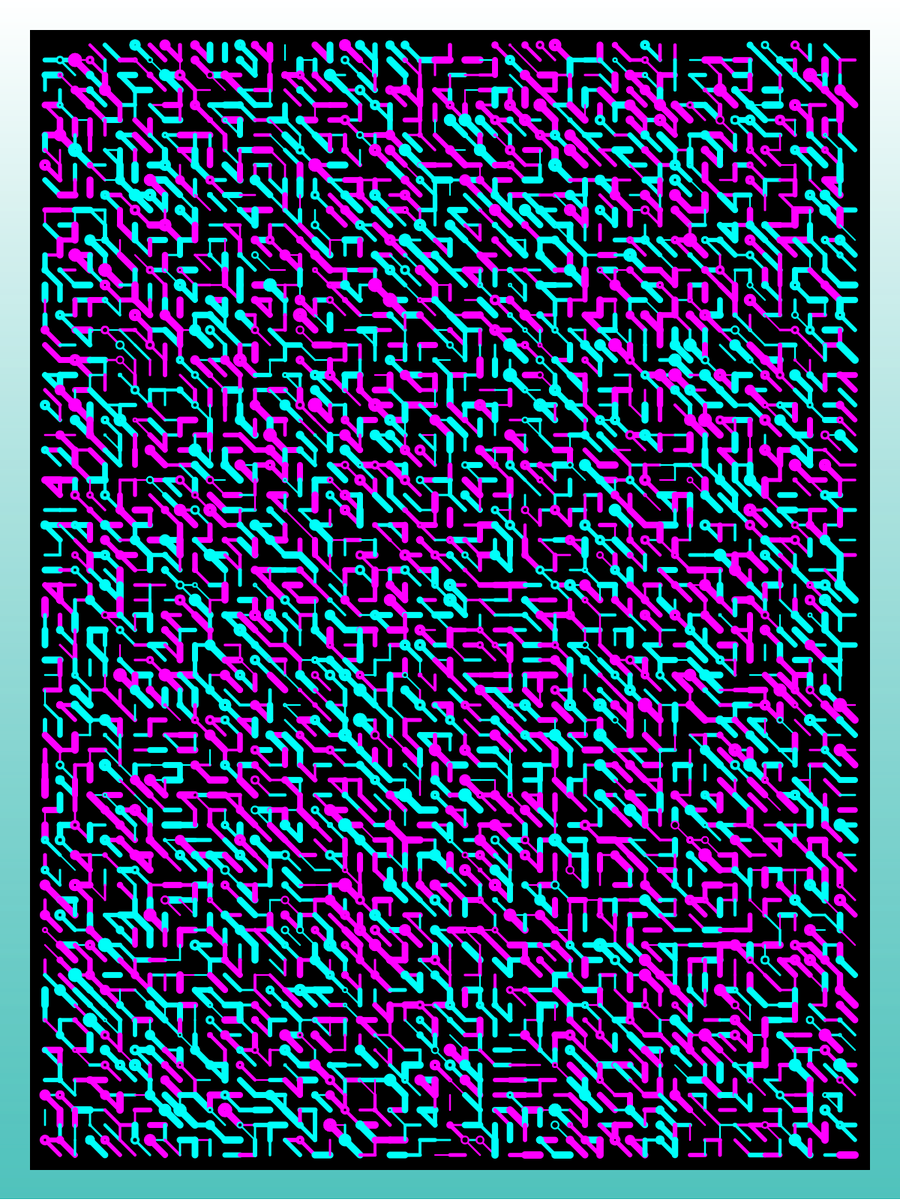 Cbain4's tweet photo. 10_PRINT

A small change to the code, and again to me the maze jumps off the screen. What do you see? 

Organised, patterned, randomness. 

Check it out here : https://t.co/un0v6VIPoY

#NFTs #genartclub #p5js #creativecoding https://t.co/EDXBwHmaLK