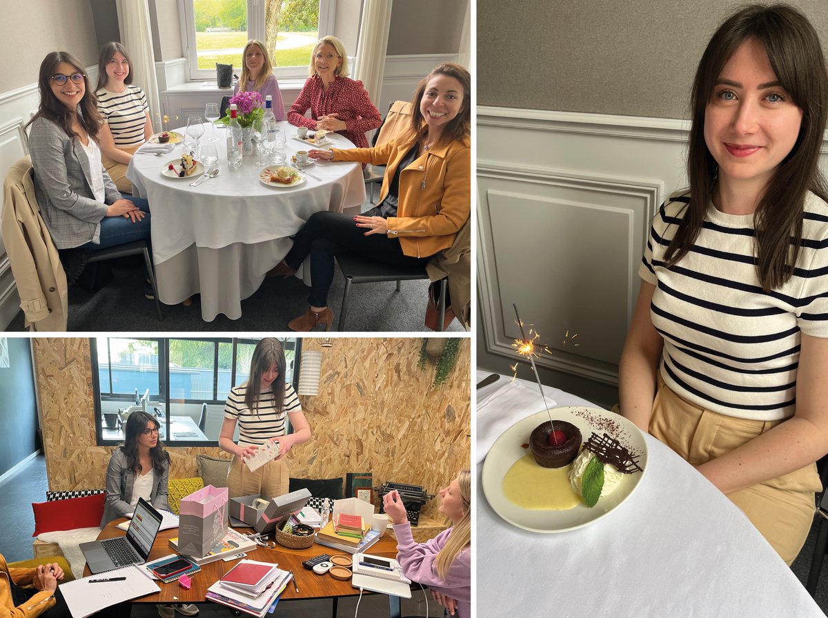 AgencePJC's tweet photo. Ce midi, la #TeamPJC fêtait l'anniversaire de Johana au Chateau du Haillan🎂. L'occasion d'exprimer par la même occasion son soutien en tant qu'entreprise partenaire du @FCGB ⚽️ ! #happyteam #entrepriseengagéesportivement Allez Bordeaux ! https://t.co/J30IEZQpbM