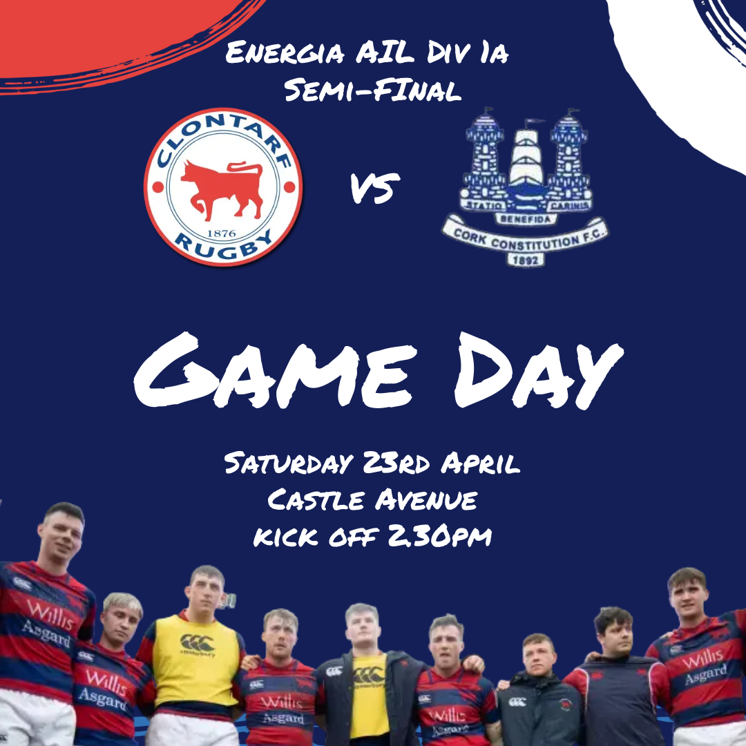 ClontarfRugby's tweet image. 🐂 GAME DAY🏉

Looking forward to seeing everyone later today in Castle Avenue to cheer on the team.

Kick-off at 2.30pm but get down early for some 🍔💇🍦

#WhoAreWe #EnergiaAIL