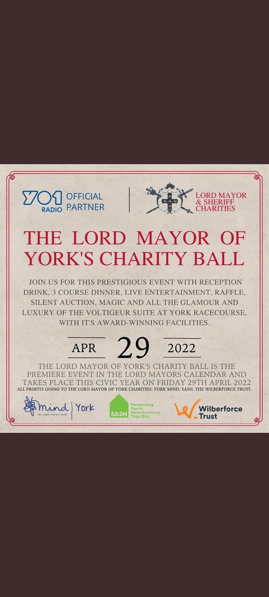 Not long to go! Book your ticket for a mixed or exclusive table of 10 at the <a href="/LordMayorYork/">Lord Mayor of York</a> Ball, tickets on sale for £60ea and will be a fab night raising money for charity. See you there! thelittleboxoffice.com/lordmayoryork/…