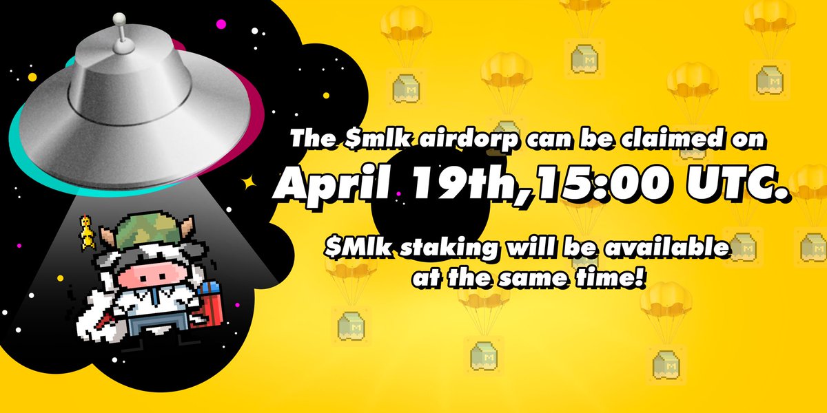 CoowNft's tweet photo. ‼️The $mlk airdorp can be claimed on April 19th,15:00 UTC.🔥
And $mlk staking will be available at the same time!🎉
Get your milk and staking in the farm!
The more grass you feed the coow, the more weight it will gain, and the more  $mlk you can receive! 👉https://t.co/n4yQ0TB2eK https://t.co/FpREScI7LN