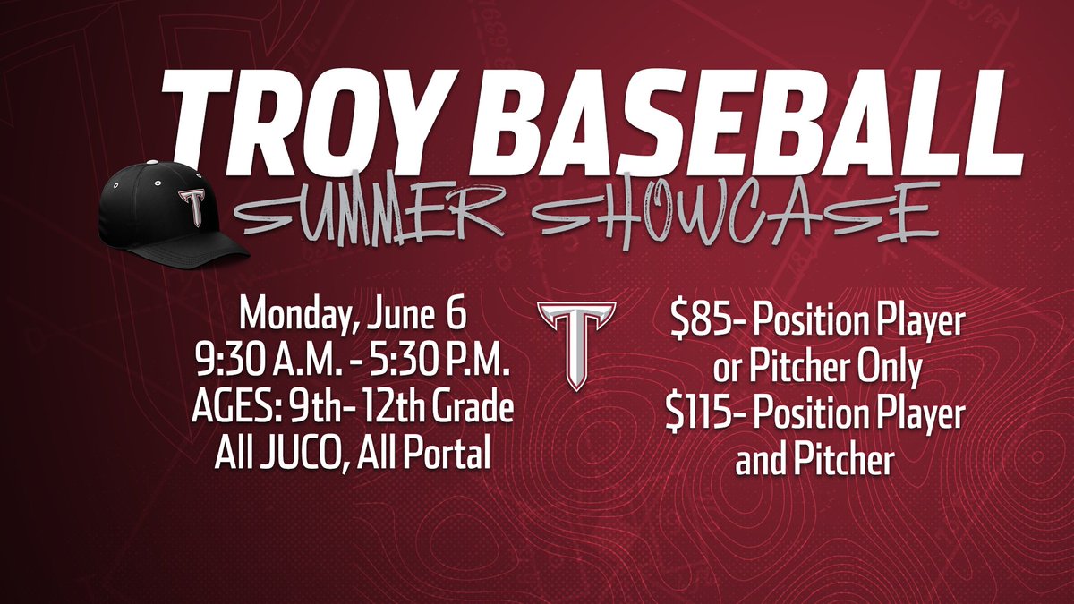 Tons of great opportunities this summer with Troy Baseball. Sign up and join today! ⬇️

🔗: gotroy.us/3uTSA76

#BoysOfTroy 🛡️ | #OneTROY⚔️⚾️