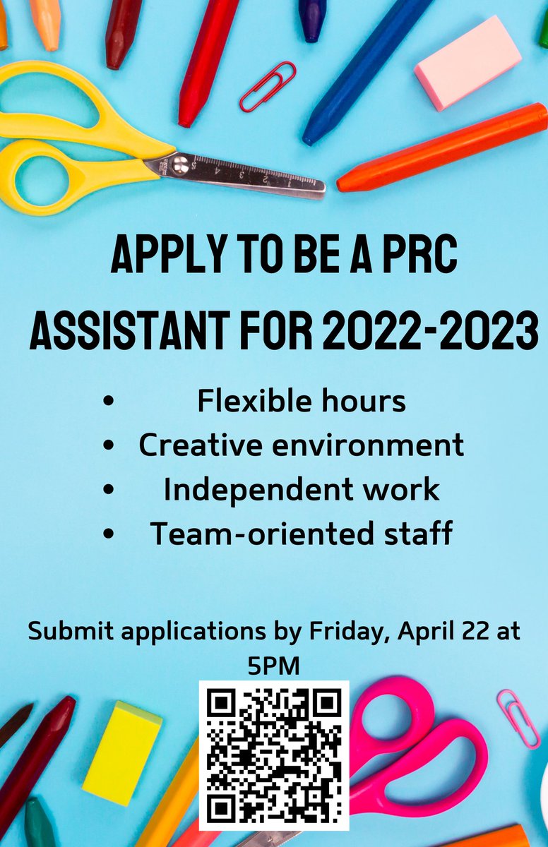 MoStatePRC's tweet image. The application to be a PRC assistant for next year closes this Friday (04/22)!

Here is the link for the application: forms.missouristate.edu/view.php?id=10…

If you have any questions about the position, you can direct them to mdc5421@live.missouristate.edu!