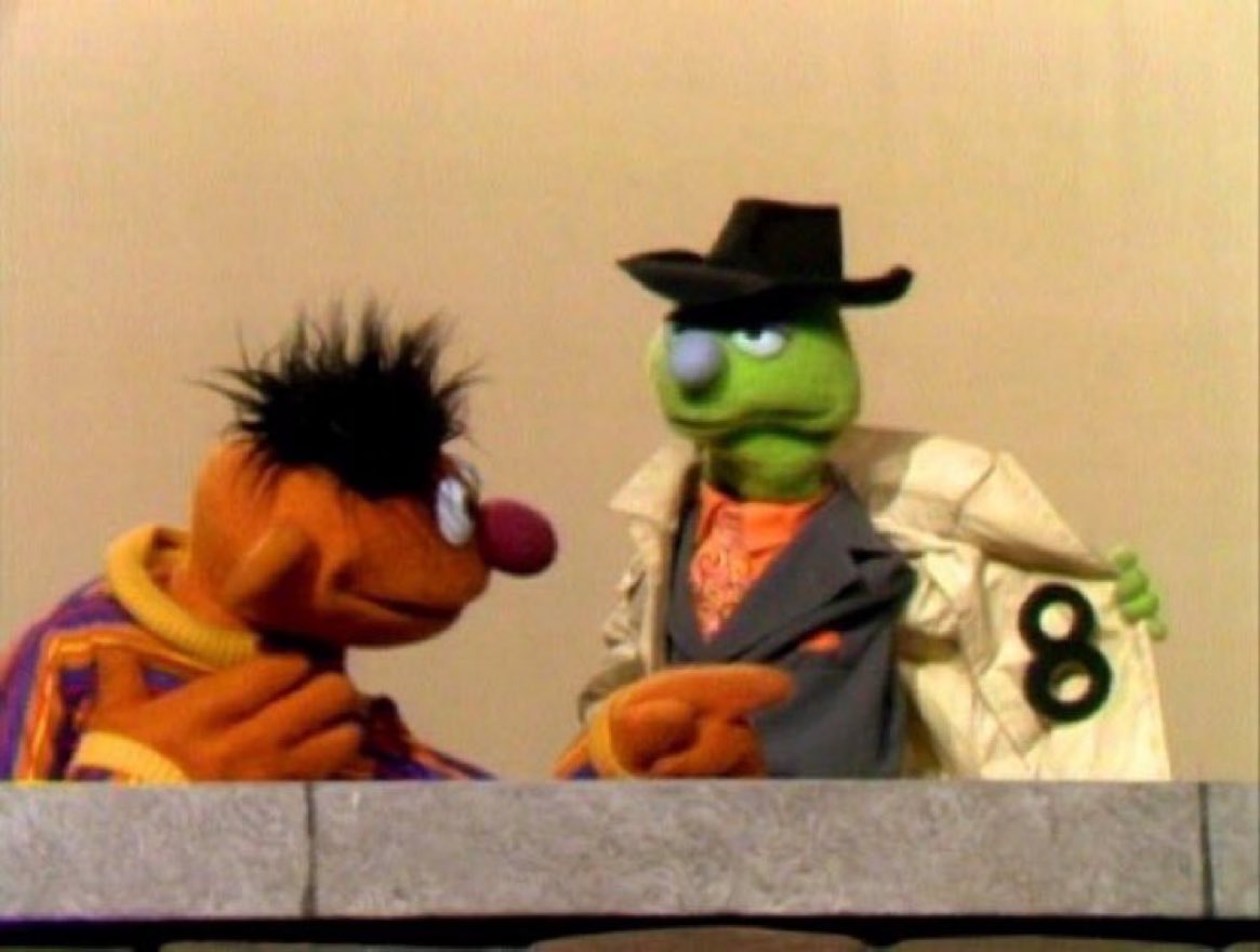 Live update from Sesame Street where it appears that Ernie’s about to pick up a nice counterfeit “8” …