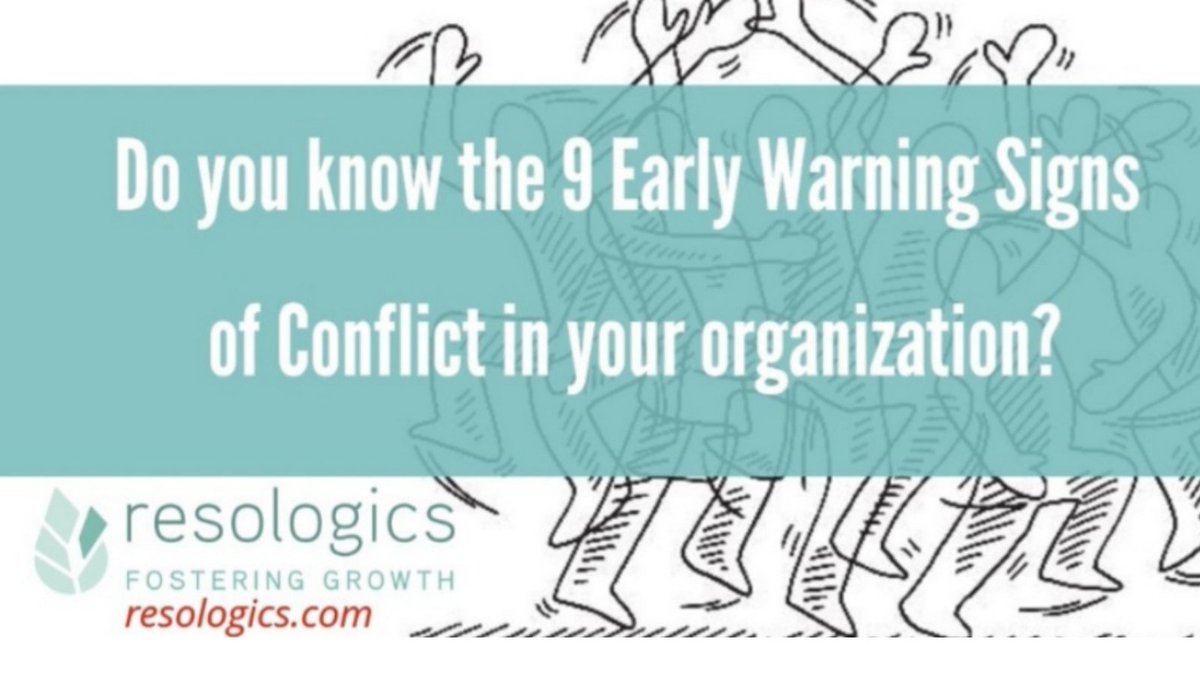 resologics's tweet photo. 9 Early Warning Signs of Workplace Conflict:
1. Dysfunctional meetings
2. Anger
3. Productivity slowdowns
4. High turnover
5. Loss of trust
6. Anxiety
7. Clique-forming
8. Repetitive disagreements
https://t.co/a5hs1fJC21 https://t.co/bAOsPzaCxq