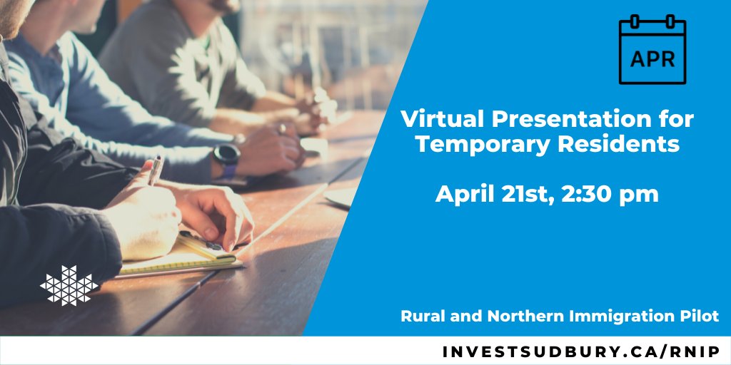 Are you a temporary resident in Greater Sudbury? Join us on Thursday, April 21st at 2:30 p.m. to learn more about how the Rural and Northern Immigration Pilot can help you! Register today at bit.ly/3uX8f4z