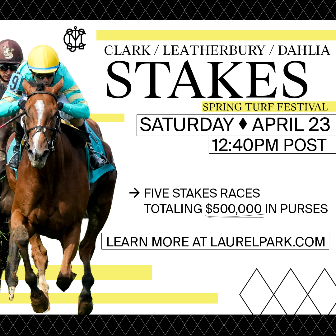Five exciting stakes with $500,000 up for grabs. The Spring Turf Festival kicks off at 12:40pm on Saturday! #MarylandJockeyClub