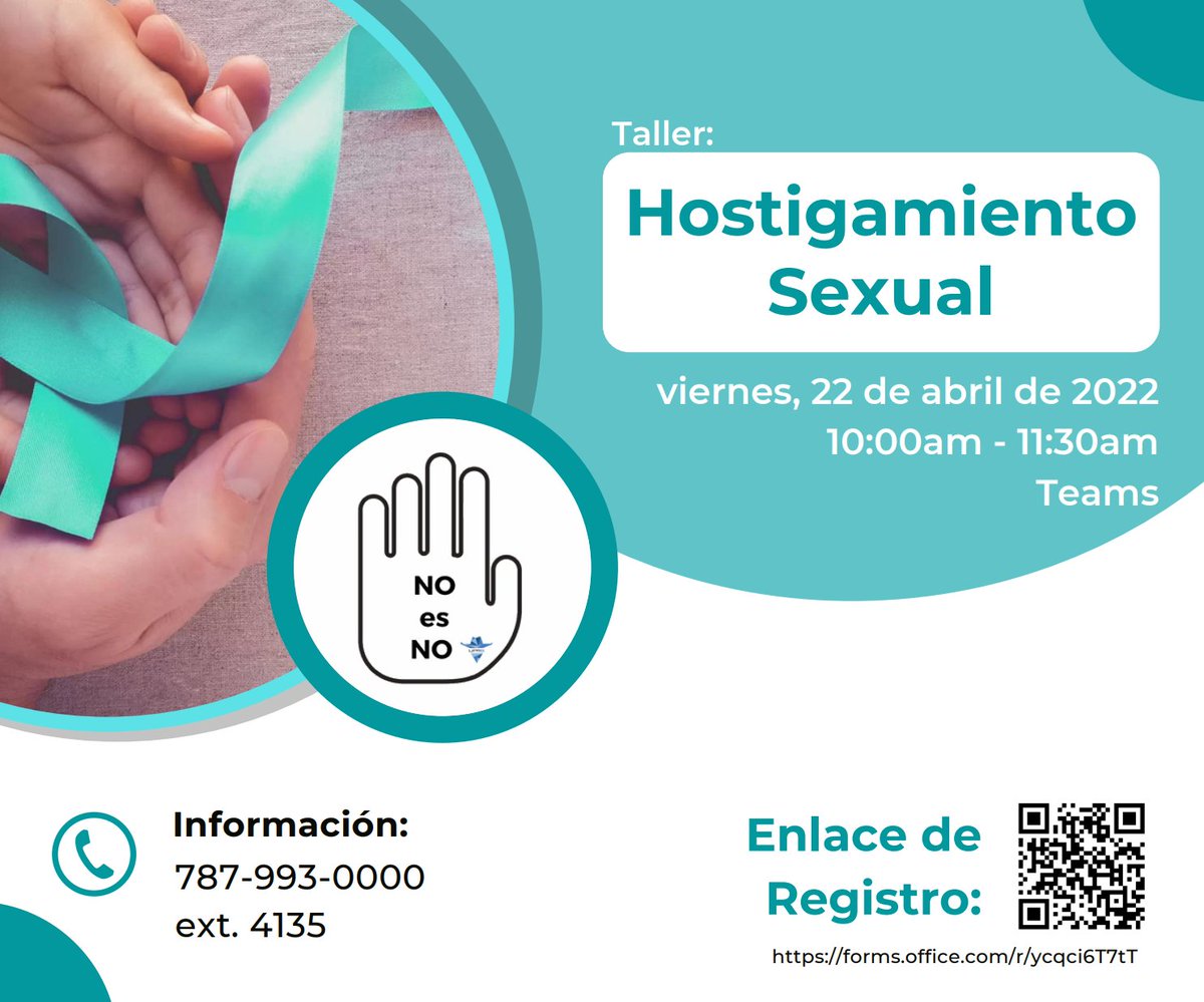 Les invitamos a participar de una actividad educativa que hemos coordinado para el mes de prevención sobre la violencia sexual.

📅 viernes, 22 de abril de 2022

🕥 10:00am - 11:30am

📍  Teams

Registro: mvnt.us/m1309180 

Enlace Teams: mvnt.us/m1309183