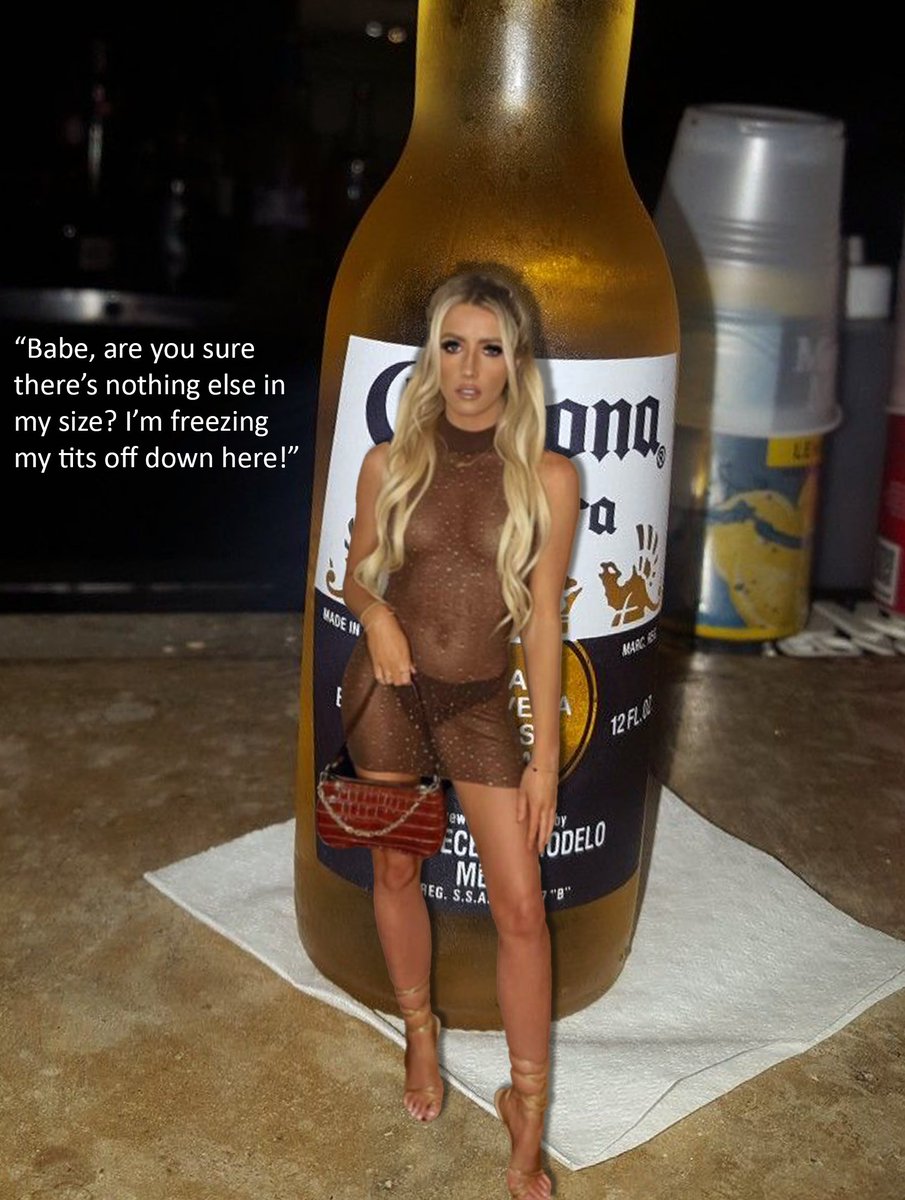 She's cold! Give her something less revealing next time she shrinks! #sizetwitter #shrunkenwoman