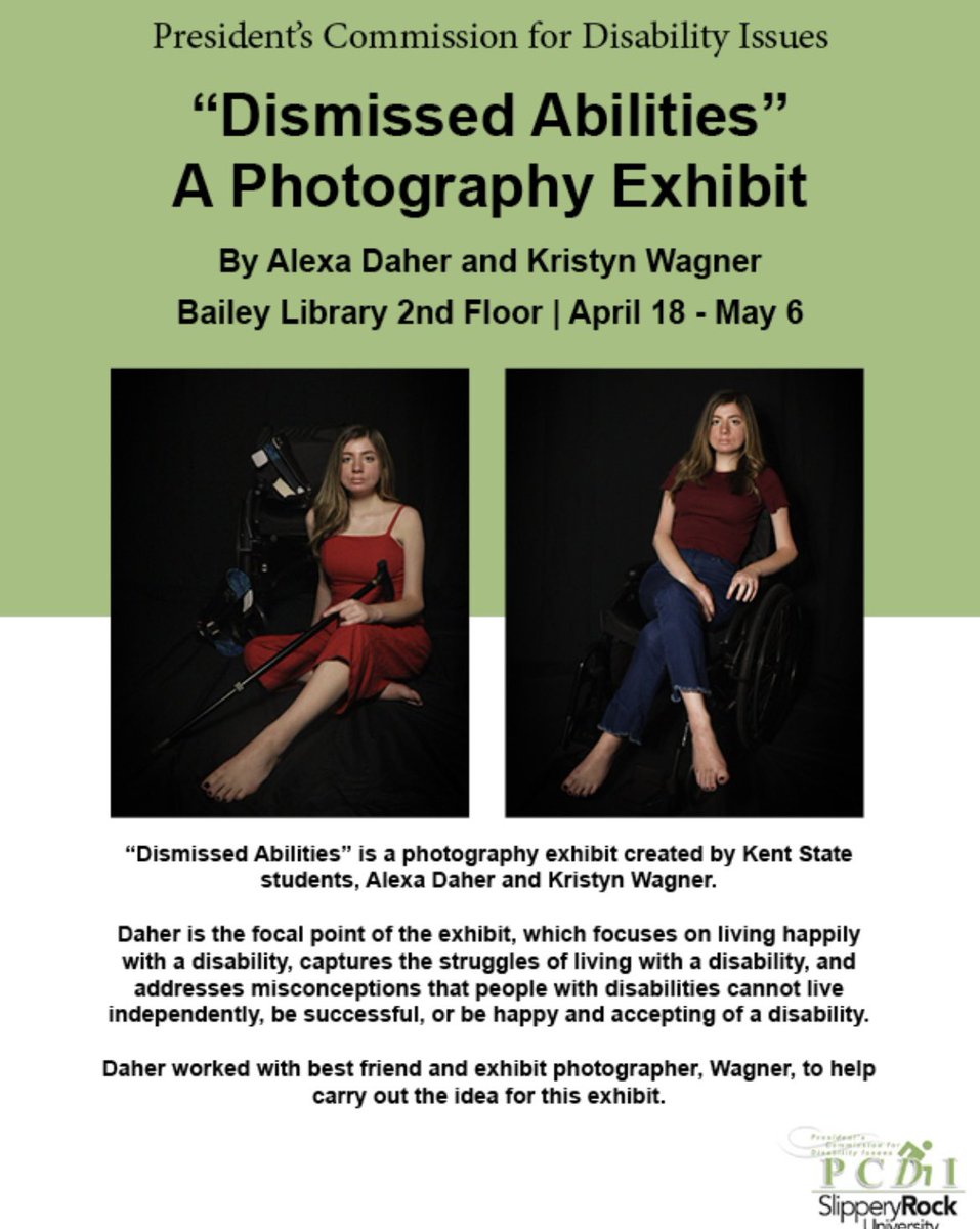 SruSped's tweet photo. Come check out the photography exhibit “Dismissed Abilities” April 18th - May 6th! https://t.co/DWy2leLJyJ