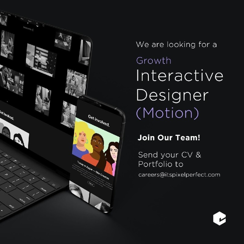 itspixelperfect's tweet photo. ✨ Are you an Interactive Motion Designer? Join Our Team ✨

Check out https://t.co/OqHtSb1tuP for more details or send your CV &amp; Portfolio through the link below 👇