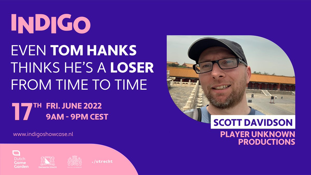 Scott Davidson from <a href="/PPROD/">PG.PROD</a> will be joining us on stage at INDIGO! 

Scott will share the high’s and low’s of his 25 year career in the game industry and how to overcome the struggles that come with imposter syndrome.

indigoshowcase.nl/#TICKET