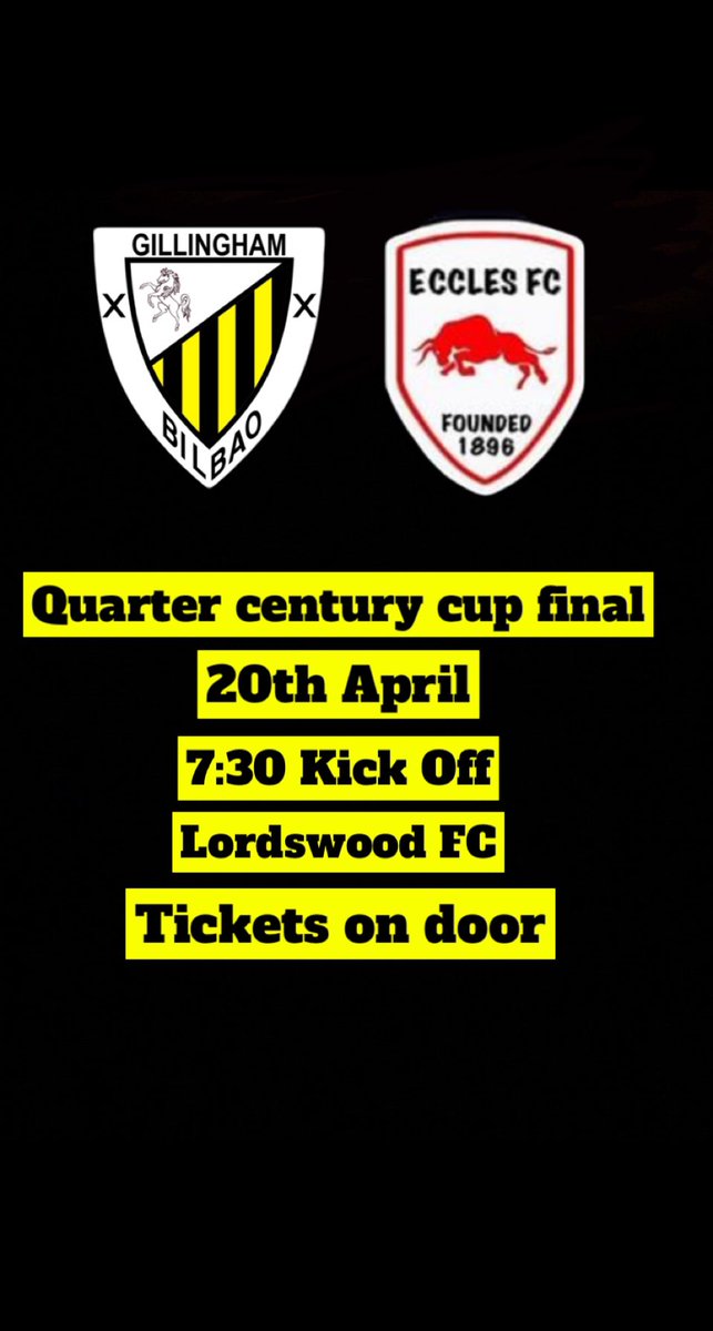 Cup final night for the lads tomorrow against Eccles. 7:30 kick off at Lordswood FC. Tickets on the door to see the famous yellows