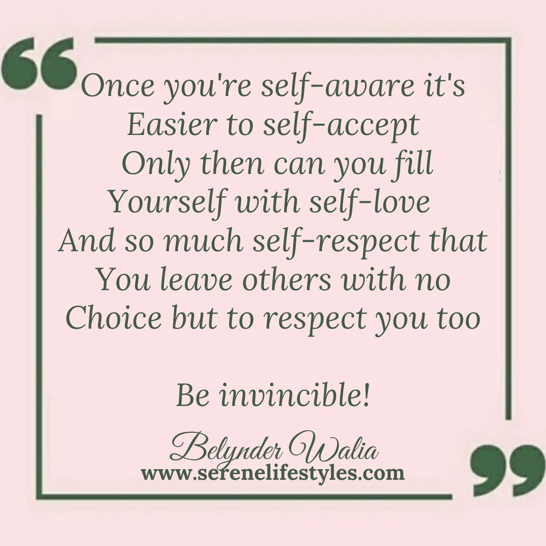 DrBelynderWalia's tweet photo. Get to know yourself so well that no one or nothing can stop you. Be invincible. 💕#selfrespect #selflove #selfaware #happiness #selfaccept #invincible #love #connect #belymderwalia #serenelifestyles #communicate https://t.co/rrMOXHcbpg