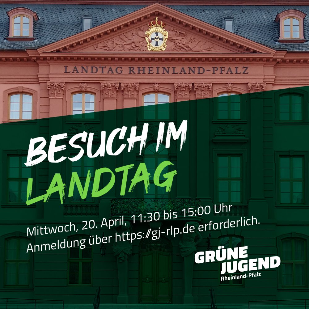 GJ_RLP's tweet photo. Lust, den Landtag Rheinland-Pfalz (@ltrlp) zu besichtigen? Wir haben für einen Besuch und Gespräch mit @Ehmann_Fabian morgen noch ein paar Plätze frei.
Anmeldung und Infos: ➡️ https://t.co/lwUy4WDxei https://t.co/QGI3PA2e8v