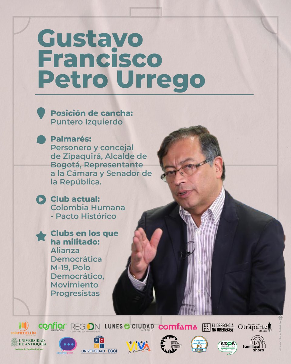 Colombia, aquí les presentamos el/la posible jugador(a) que participará en el #MundialDeLasIdeas, el partido donde los argumentos serán los que metan goles. <a href="/petrogustavo/">Gustavo Petro</a> no pierdan la oportunidad de jugar en esta #CanchaPolítica