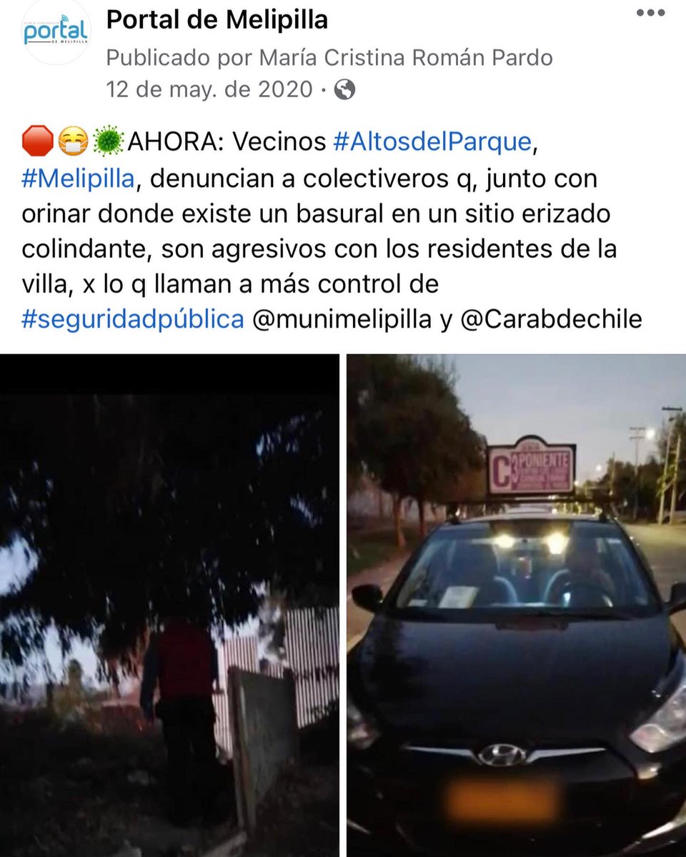 portaldemeli's tweet photo. 🛑AHORA: Vecinos #AltosdelParque, #Melipilla, vuelven a reclamar x los colectiveros q orinan en plena vía pública a vista y paciencia d niños y adultos q circulan x la villa y emplazan a #seguridadpública @munimelipilla y @CarabPrefCosta a realizar controles + frecuentes #19Abril https://t.co/lKFHrLKMnT