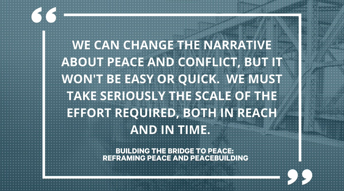 AfPeacebuilding's tweet photo. Building the bridge to #globalpeace will require a new narrative. One that unites people and communities across the political spectrum while supporting #peacebuilding efforts in parts of the world that are not our own. #NarrativesForPeace
Read: https://t.co/N6fDl5ObIP https://t.co/JgIUzCXeLc