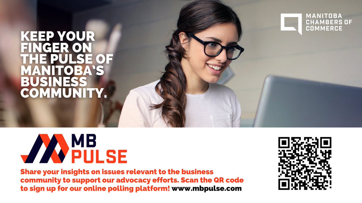 mbchambersofcom's tweet photo. Community. Connectedness. Collective action.
#MBPulse is a insights & polling platform designed to support our advocacy efforts on behalf of #MBBiz.
Share your opinions & experiences and use your voice. Engage & be part of a community. Sign up: https://t.co/RoO1bIOjJU https://t.co/EBIpx6XpIN