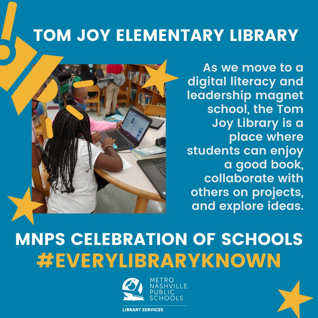 MNPSLibraries's tweet image. As we move to a digital literacy and leadership magnet school, the Tom Joy Library is a place where students can enjoy a good book, collaborate with others on projects, and explore ideas. @MetroSchools @TomJoyElem @Librarian4you #mnpslibhack #CelebrationOfSchools