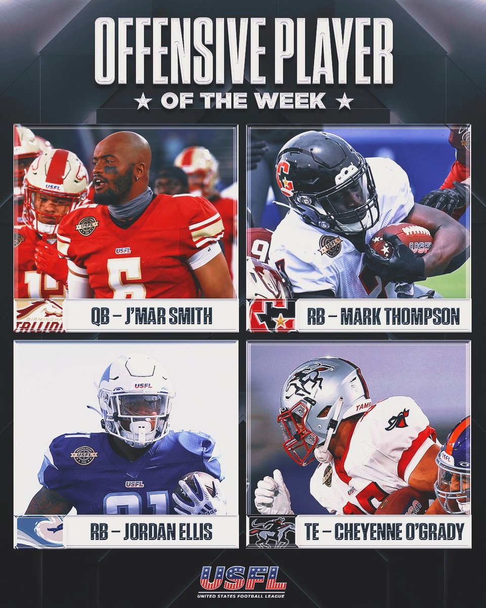 UFLonFOX's tweet image. The Offensive Player of the Week nominees are in and we need fans to help pick the official winner! 🔥

Vote below to help choose the first-ever winner of the inaugural season ⬇️🙌