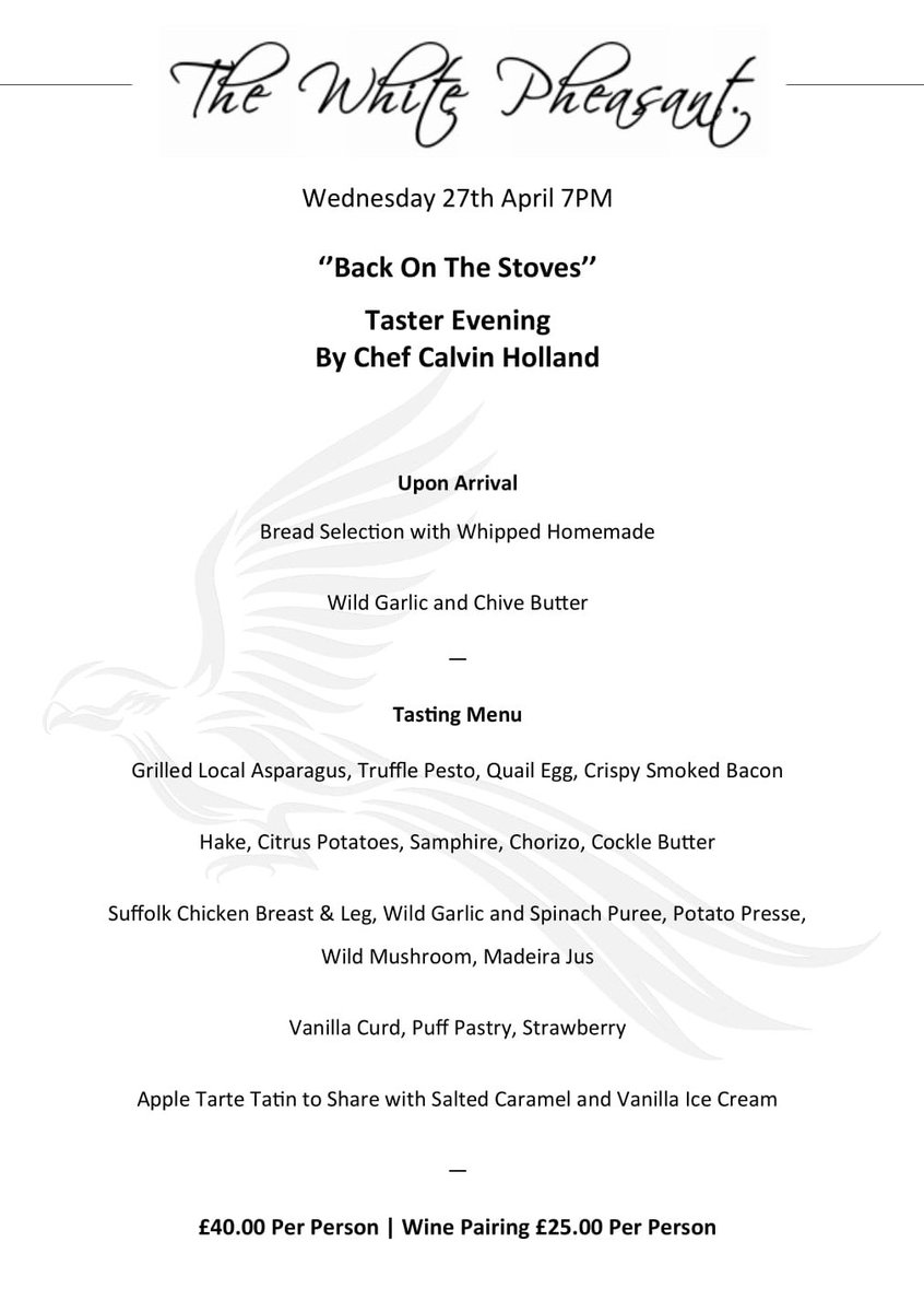 We will be-opening on Wednesday nights from next week with a fantastic #value #tasterevening I'm #excited to be back on the stoves where this journey all began for me, some 18 years ago washing up ! #Wow be good to see some familiar faces 😊 01638-720414 If you'd like to join us.