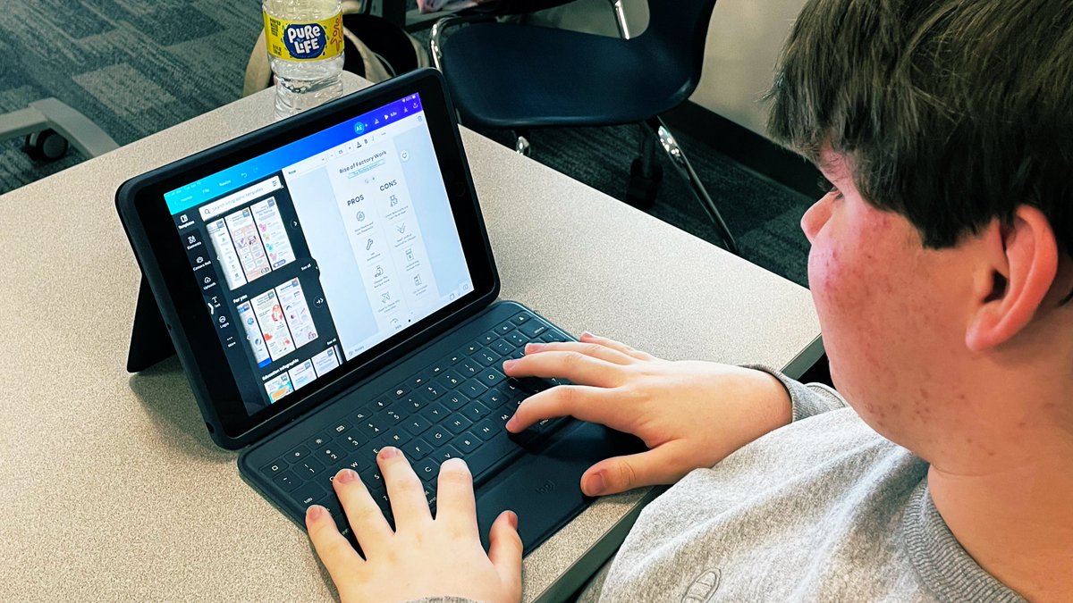 bookwarrior's tweet photo. We’ve researched, we’ve annotated, we’ve planned…now we create! Modern World History infographics about historic disruption & innovation are coming along! #commins #vanags #eckroth @canva @AppleEDU https://t.co/DRaD9mc4c9