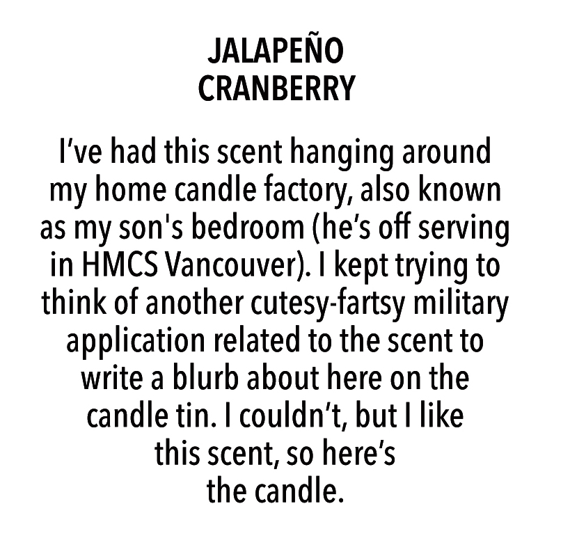 CandleBattle's tweet photo. After a bit of a personal hiatus, Battle Rattle Candles releases it's first new scent of 2022. JALAPEÑO CRANBERRY!  https://t.co/s8WkFSxILp
@CAF_College @CdnArmyToday #LdnOnt @CANEX #StrongSecureEngaged #VeteranAfghanistan @CanadianForces https://t.co/ZcC3gqMj5E