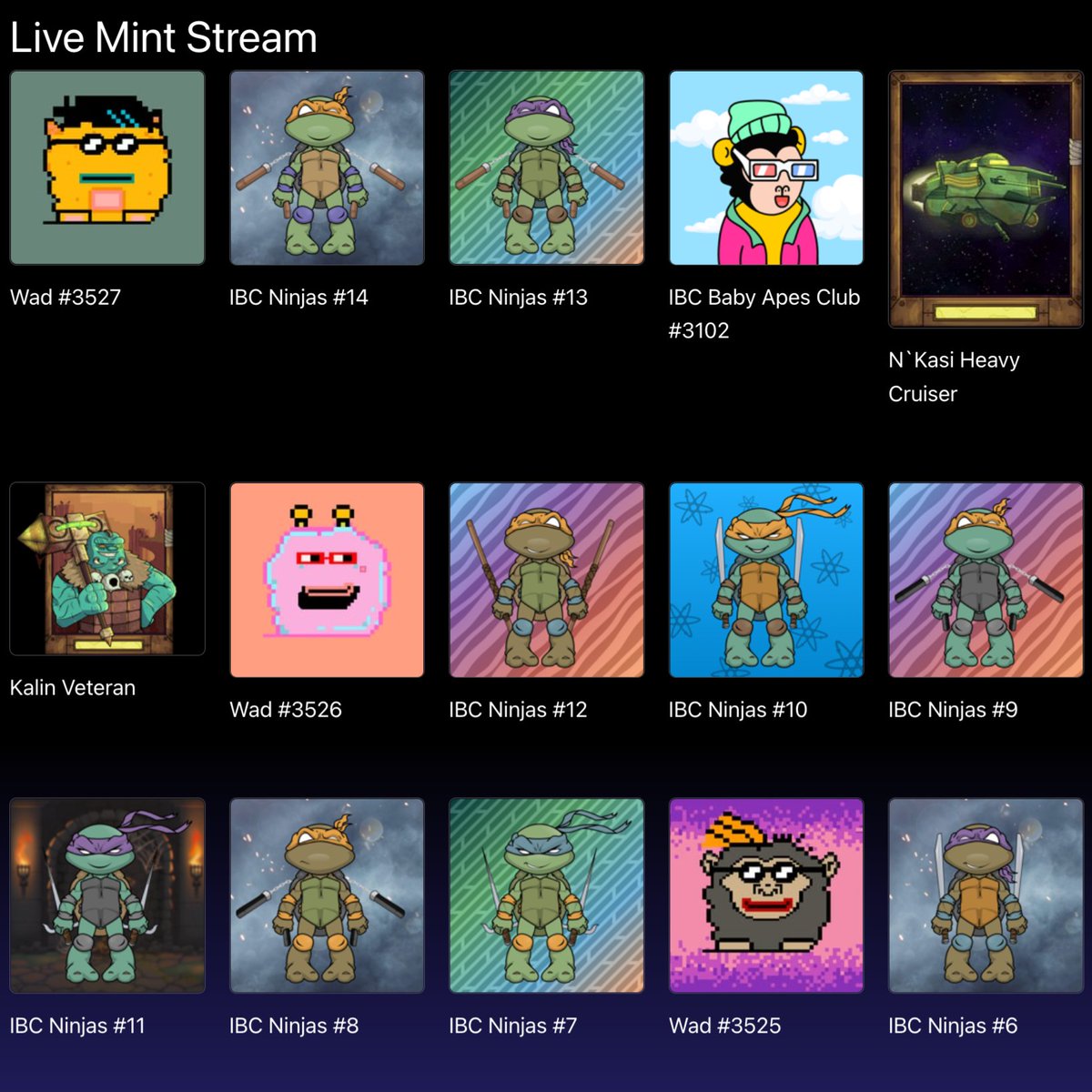 Follow our live mint stream to see what's going fast...
<a href="/NinjasIBC/">IBC Ninjas ⚛</a> 
hubble.tools/mints