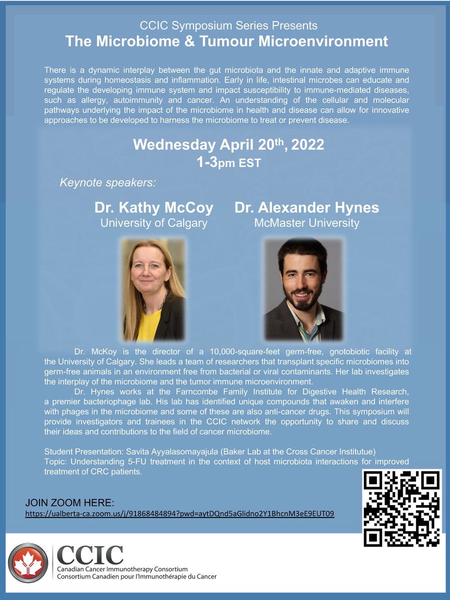 CCIConsortium's tweet photo. Join us for our next CCIC virtual symposium on the Microbiome &amp; TME tomorrow, April 20th, 1-3PM EST! #ccic #Cancer #microbiome https://t.co/7oiFiYrXQb
