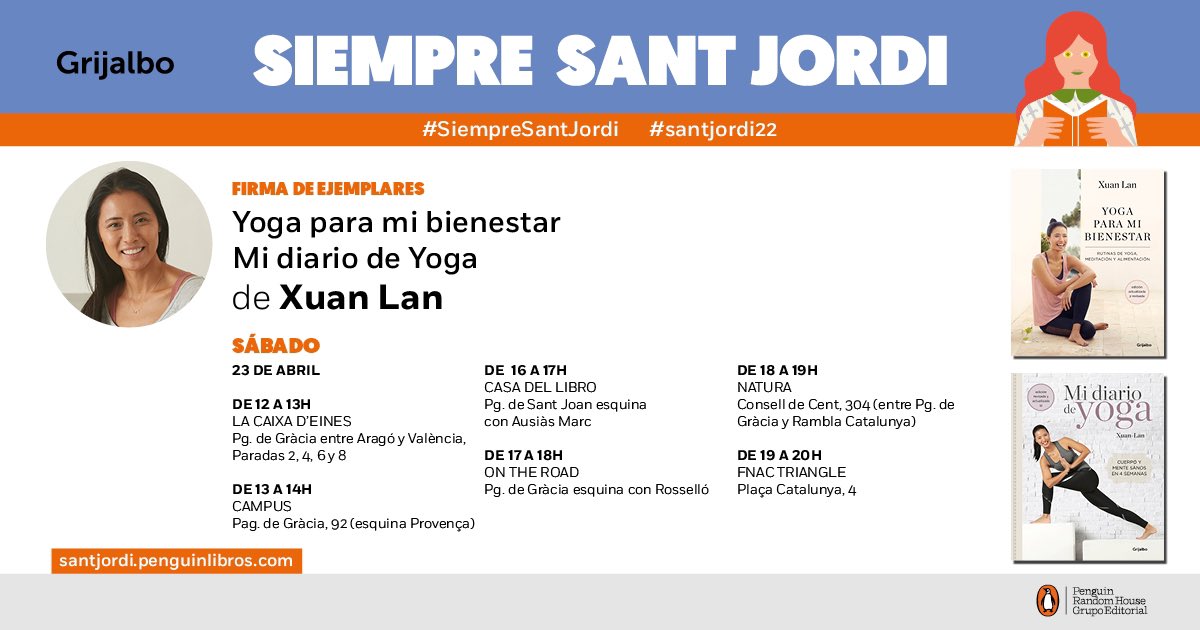 Este sábado 23 de abril celebraremos juntos la Sant Jordi. Os espero en Barcelona para la firma de libros, tenemos 6 citas durante todo el día: