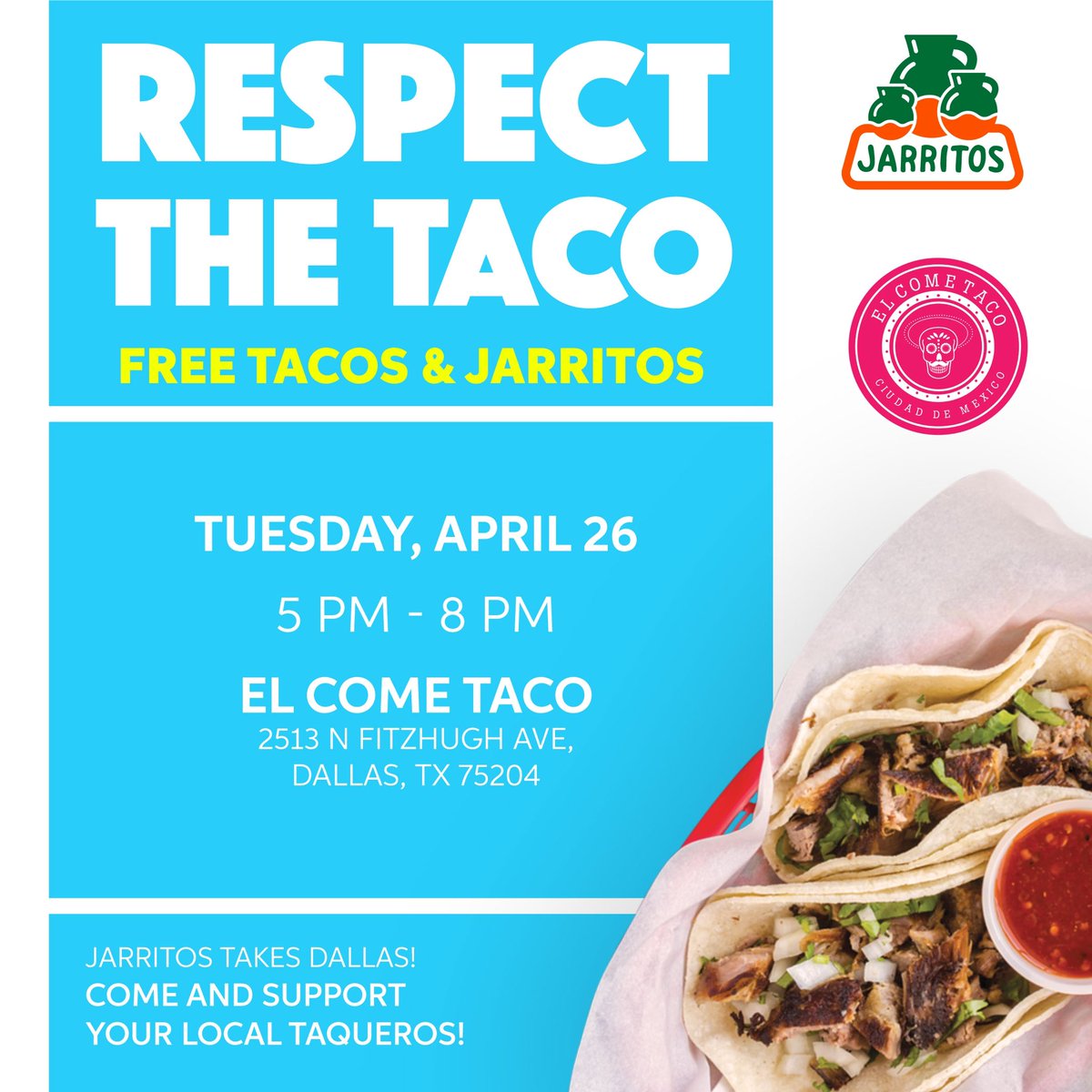 Our friends from <a href="/Jarritos/">Jarritos</a> are going to be in town for  #tacotuesday #jarritosytacos  make sure to come by!
