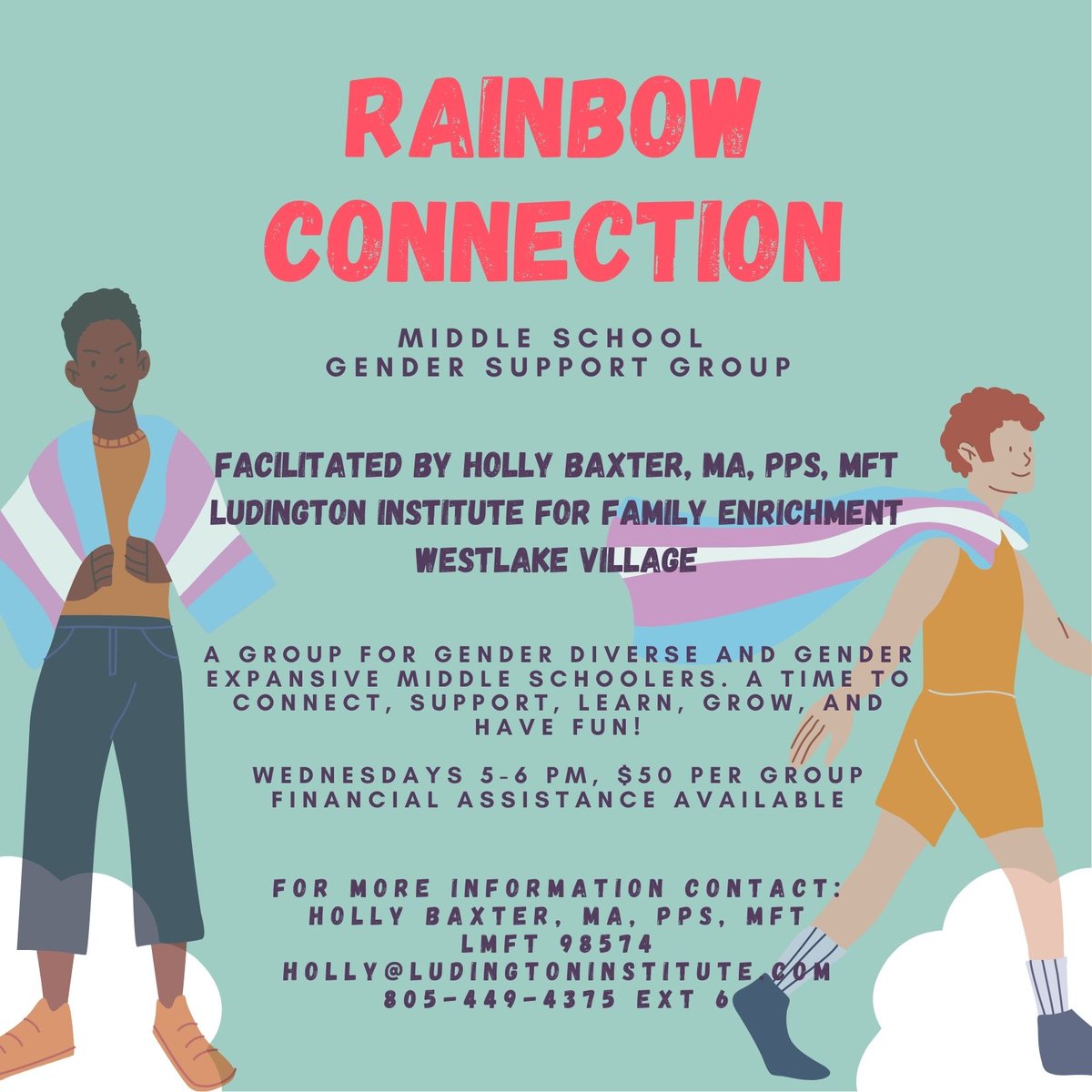 I'm excited to be facilitating a new group for gender expansive middle schoolers at L.I.F.E. Spots available. Contact me for more information.