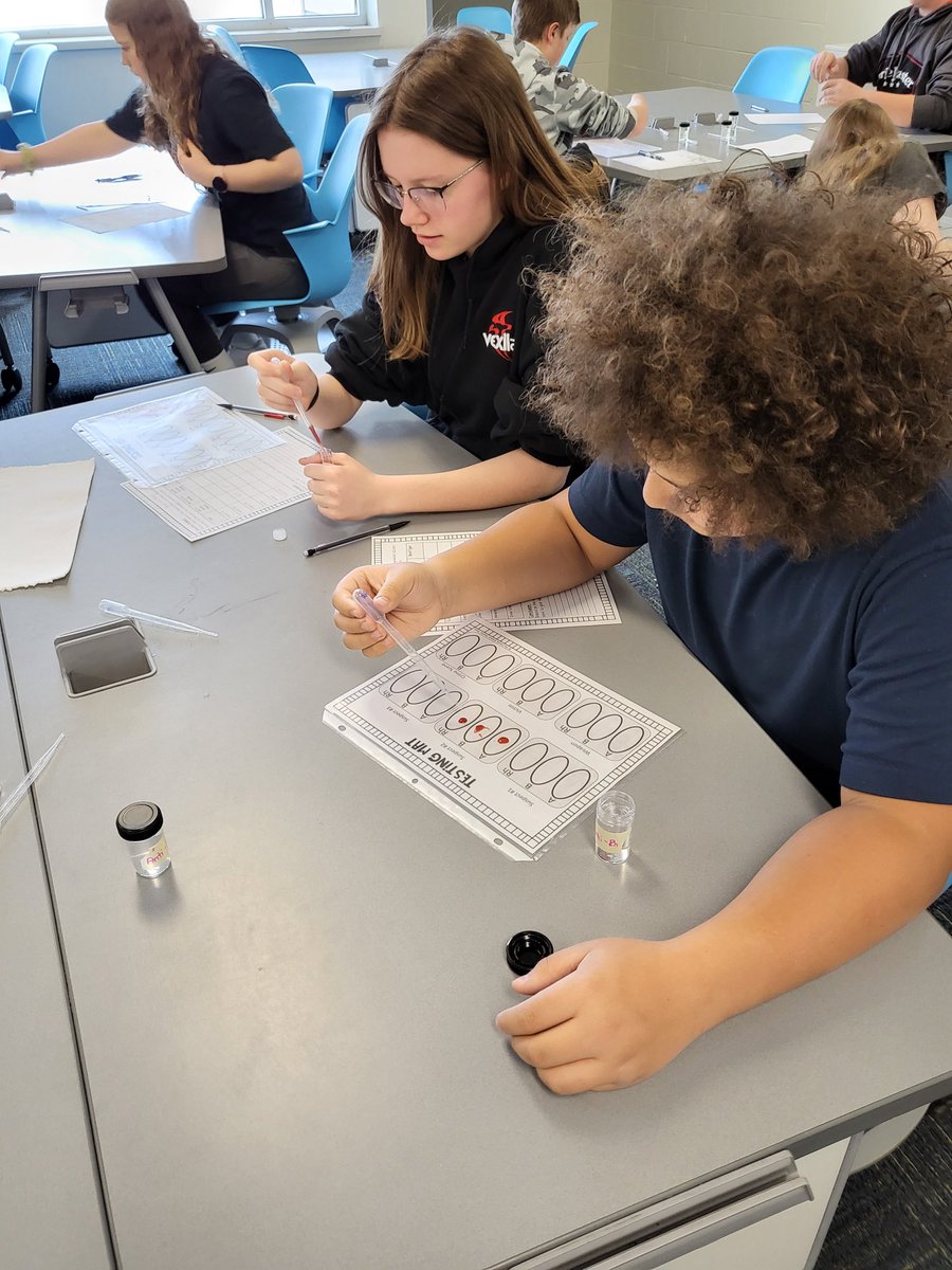 8th grade Forensics students are learning about blood typing and practicing identifying blood types 🩸