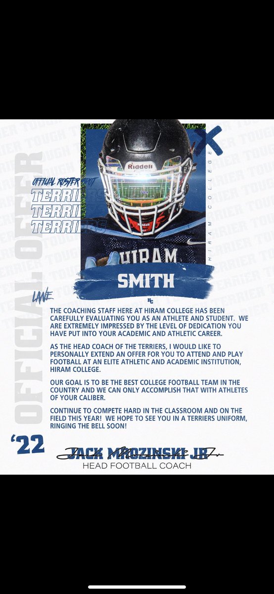 blessed to receive an offer from Hiram College! #hiram #AGTG