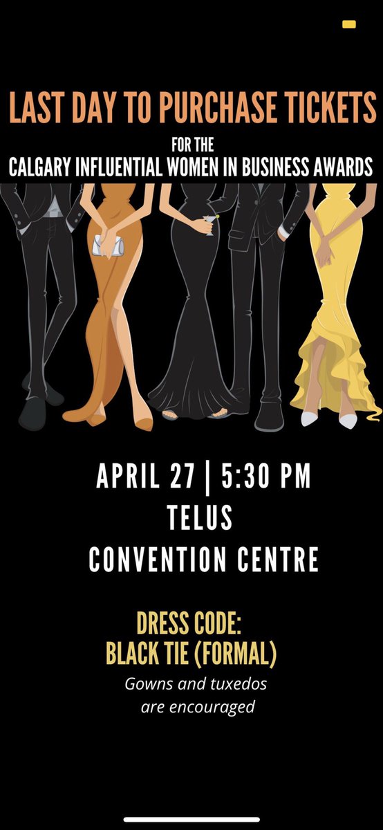 LAST DAY to purchase tickets for the Calgary Influential Women in Business Black Tie Gala on April 27th. meet-here.com/ciwb22 #yyc #yycevents