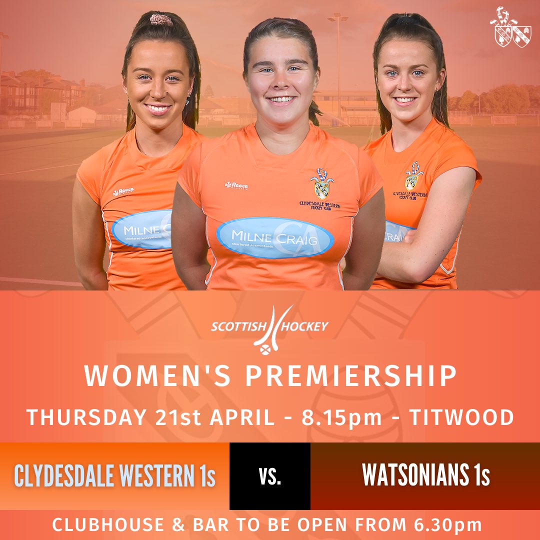 ClydesdaleHC's tweet photo. 🚨 CLUBHOUSE &amp; BAR OPEN FOR CLYDESDALE WESTERN vs. WATSONIANS

🔓 Good news - the clubhouse &amp; bar will be open on Thursday night from 6.30pm for the L1s crucial league clash with Watsonians 1s!

🏑🟦🟧🟦🟧⁣⁣⁣
⁣⁣⁣
#monthedale #monthedalewestern #supportyourclub⁣ https://t.co/93J45Prvg6