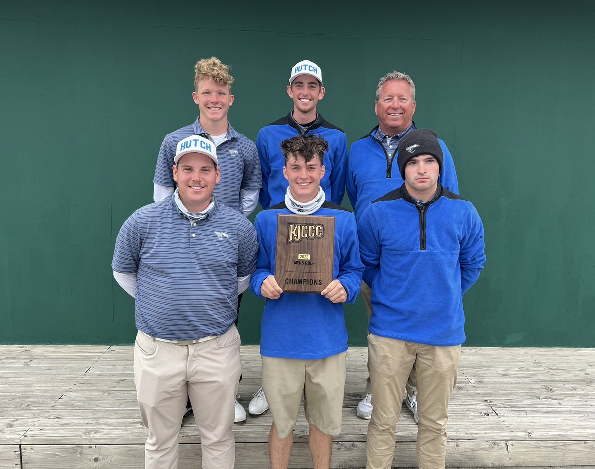 KJCCCmedia's tweet photo. #KJCCC Congratulations to the Hutchinson Blue Dragons on a first place finish at Sand Creek Station! They finish the season first in the conference!

@NJCAAGolf @bluedragonsport https://t.co/DgxaOLrTD7