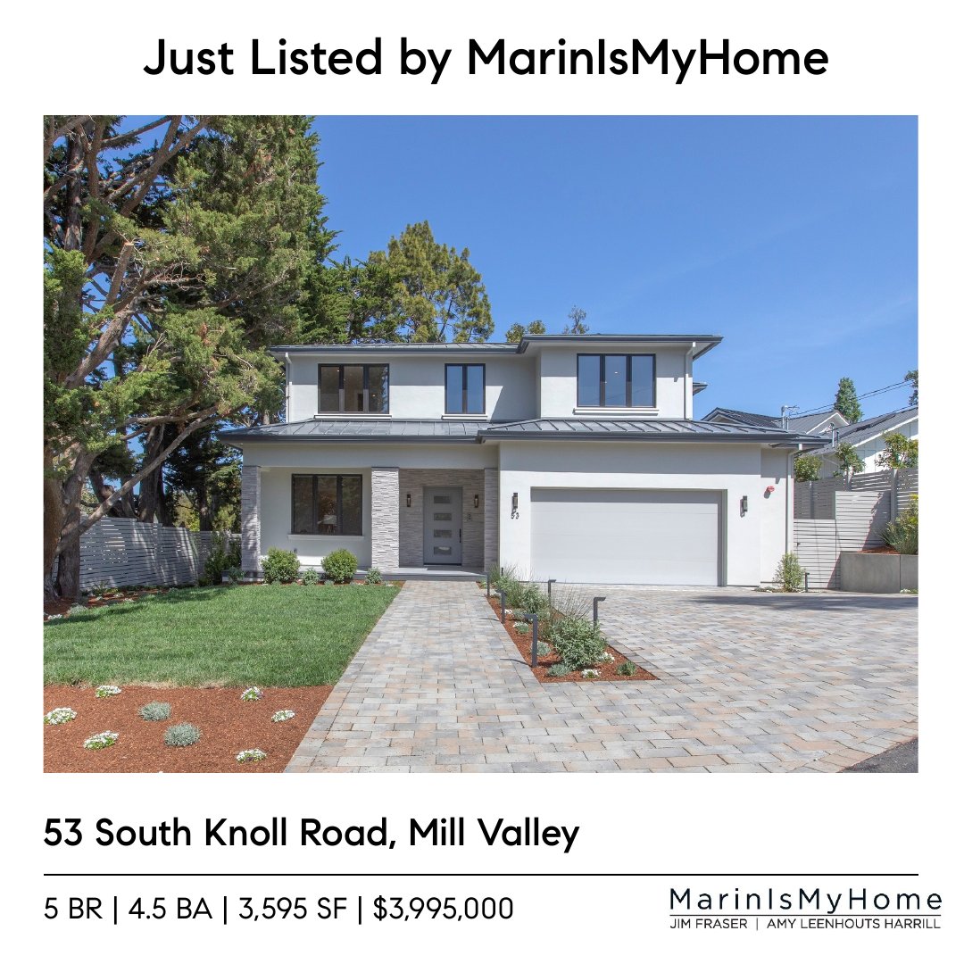 Just Listed by MarinIsMyHome! Broker's Tour Wednesday 4/20 10:30am-2:00pm
Available for showings now! Contact Jim or Amy to schedule an appointment!
53 South Knoll Road, Mill Valley
5 BD | 4.5 BA | 3,595 SF
Offered at $3,995,000
53SouthKnollRoad.com