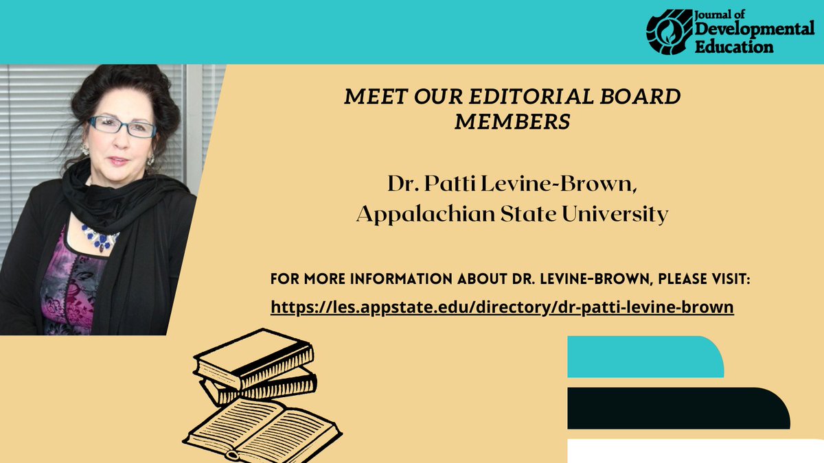 Welcome our JDE Editorial Board Members! Dr. Patti Levine-Brown, Assistant Professor in the Dept. of Leadership and Educational Studies at Appalachian State University. For more information about Dr. Levine-Brown, please visit:
les.appstate.edu/directory/dr-p….