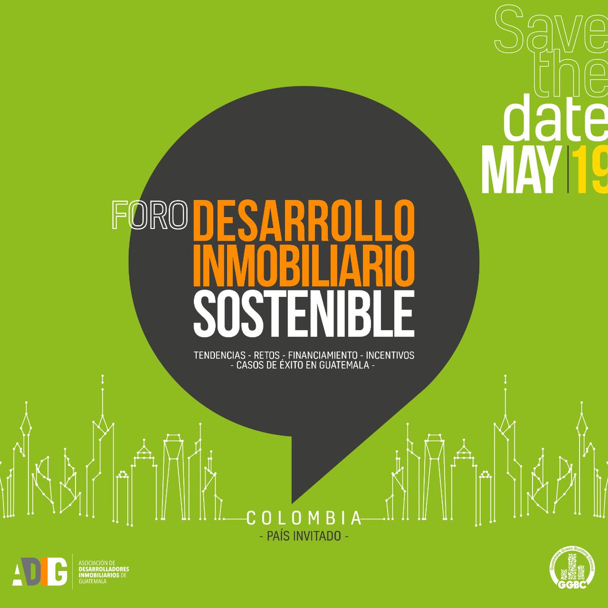 Te invitamos a participar en el Foro: Desarrollo Inmobiliario Sostenible en donde conocerás acerca del panorama de la construcción verde en Guatemala. Contaremos con la presencia de representantes de Colombia. ¡Aparta la fecha!