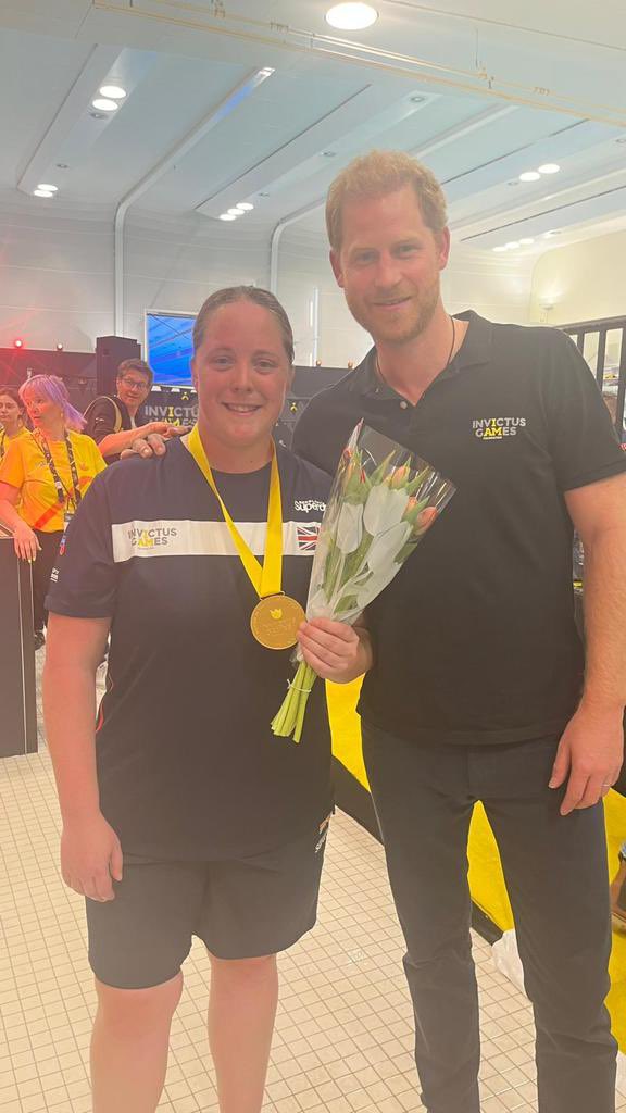 RachWilliamson0's tweet photo. #CaptainsLog

Well where do I start! What a day…I returned to the pool, smiled and got PB’s!!! 

Oh and the added bonus of 3 GOLD MEDALS (1 presented by Harry!) and 1 SILVER MEDAL!!!!

#IG22 #InvictusGames #TeamUK @HelpforHeroes @PoppyLegion @DefenceHQ @InvictusGamesNL https://t.co/rLNkGErmGh